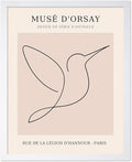 Poster Master Vintage Poster - Retro One Line Hummingbird Drawing Print - Bird Line Art - Minimal Gift for Him, Her, Animal Lover - Abstract Decor for Home, Office, 8x10 White Framed-Ruum Studio Home