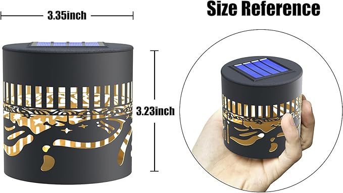 4 Pack Solar Fence Lights Metal Solar Powered Outdoor Wall Deck Step Lights Sun Moon Theme Waterproof Fence Light for Garden Post Patio Backyard Yard Decor, Gardening Gifts for Women Mom Grandma-Ruum Studio Home
