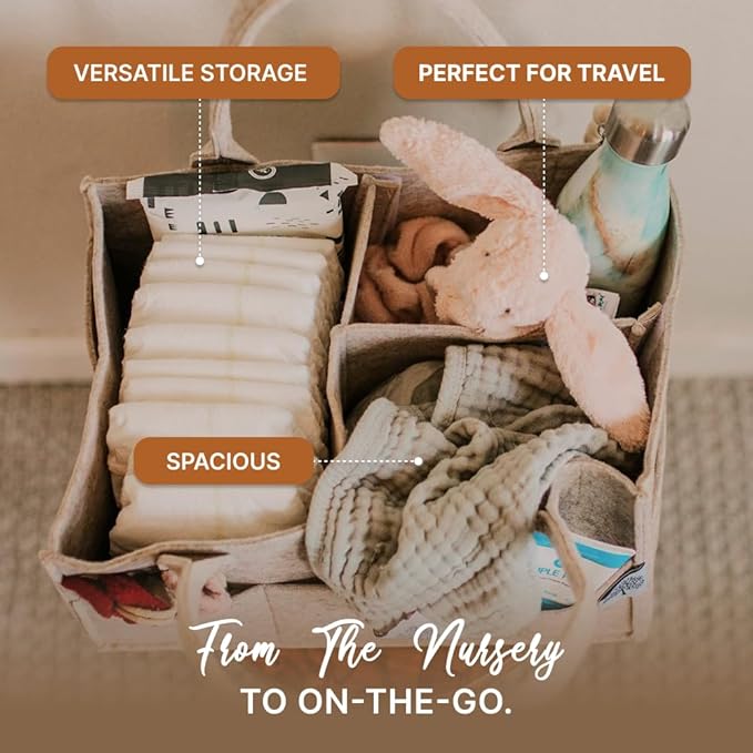 Parker Baby Diaper Caddy - Nursery Storage Bin and Car Organizer for Diapers and Baby Wipes - White, Large-Ruum Studio Home