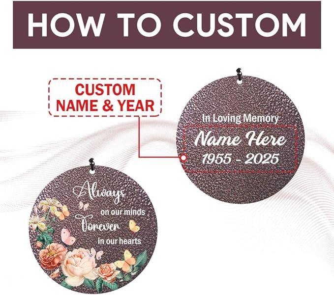 Personalized Memorial Wind Chime, Metal Wind Chime Deep Tone, Wind Chimes for Loss of Loved One, Commemorative Sympathy Bereavement Gifts, Decorative Wind Chimes Outdoor-Ruum Studio Home