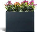 BAYN Metal Rectangular Planter Box Tall Planters for Outdoor Plants Modern Heavy Duty with Drainage Holes for Outside Indoor Patio Deck - Grey, 32”x 12”x 24”-Ruum Studio Home