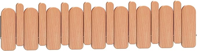 Wall Mounted Piano Key Hanger | Flip Style Hook | Entrance Wall Art Hook, Made of Oak Wood (3 Times Painted, 4 Times Polished) (Arc Beech, 8Hooks)-Ruum Studio Home