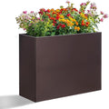 SUNNYPARK Large Metal Planter Box 32”x 12”x 24”, Rectangular Modern Brown Metal Planter Box Heavy Duty with Drainage Holes for Outdoor Garden Patio-Ruum Studio Home