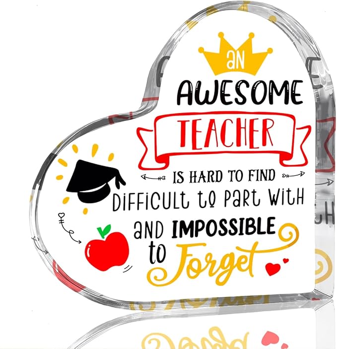 Teachers Day Graduation Season Opening Season Gifts Teacher Gifts Teacher Appreciation Gifts Best Teacher Gifts for Women Acrylic Heart for Her Coworker Friend Principal Educator Birthday Christmas-Ruum Studio Home