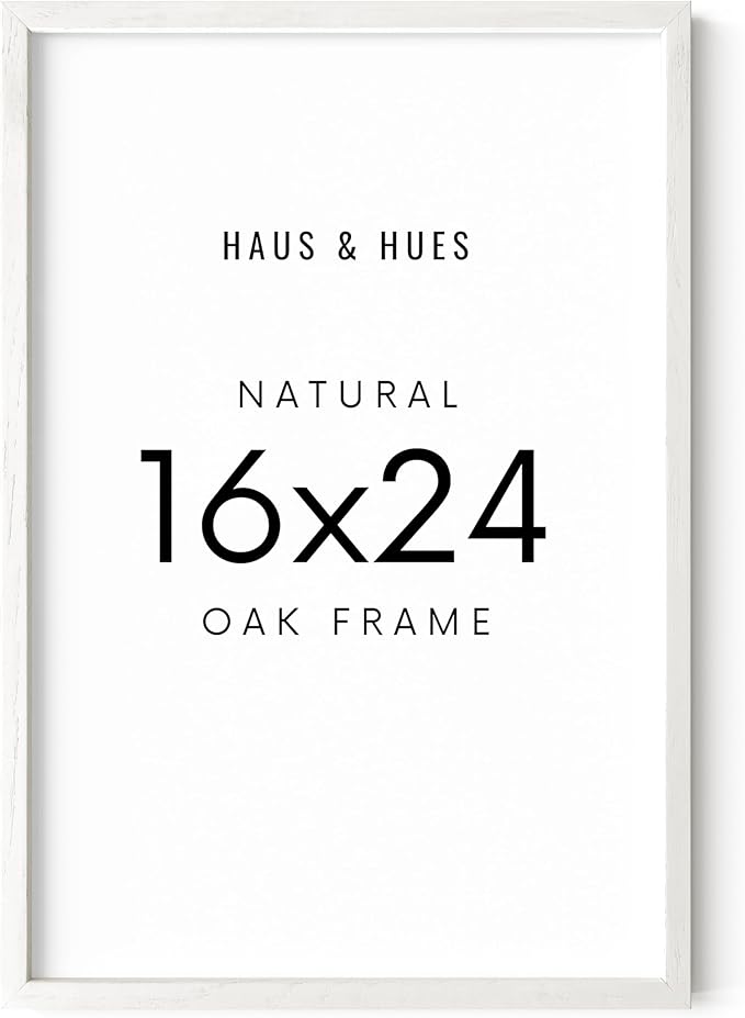 HAUS AND HUES 16x24 Frame - Set of 1 16 x 24 Poster Frame, 16x24 Picture Frame Light Wood, 16x24 Picture Frame, 16x24 Frame Wood, 16 by 24 Inch Picture Frame, 16x24 Photo Frame (White Oak Frame)-Ruum Studio Home