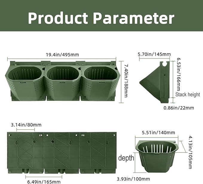 Self Watering Wall Mounted Vertical Planter, 36 Pots Wall Planter Indoor Vertical Living Green Plant Wall Easy Installation (Green)-Ruum Studio Home