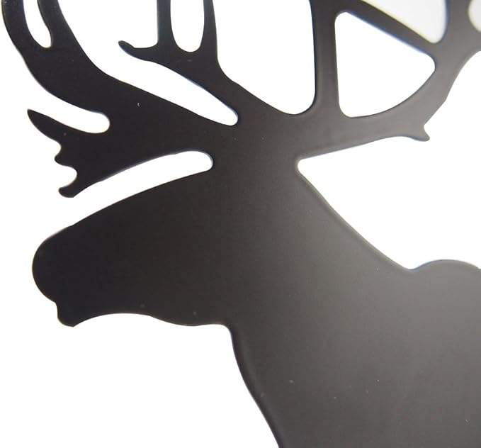 Winterworm Fashion Creative Cartoon Cute Iron Elk Moose Pattern Nonskid Metal Office Desk Bookends (Black)-Ruum Studio Home