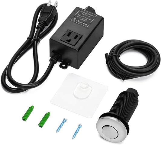 Garbage Disposal Air Switch Kit for SinkTop Waste Disposal with Stainless Steel Brushed Nickel Long Air Button by briidea-Ruum Studio Home