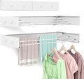 Wall Mounted Drying Rack for Laundry 23.6'', Foldable Laundry Drying Rack Clothing Wall Mount with 4 Towel Hooks and 4 Rods, Space Saving for Indoor Outdoor Bathroom Balcony (White, 23.6'')-Ruum Studio Home