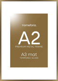 Homeforia A2 Picture Frame Bronze, High End Metal 16.5 x 23.4 inch Poster Frames with Mat 11.7 by 16.5 Photo, A2 Size Brass Frames Matted to A3 Print, 16.5x23.4 Hanging Frame, Tempered Glass, Set of 1-Ruum Studio Home