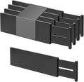 Utoplike Bamboo Drawer Dividers Large, 4'' High Adjustable Kitchen Drawers Organizers for Clothing, Spring Loaded, Works in Bathroom, Dresser, Desk, 4 PCS, Black-Ruum Studio Home
