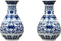 Set of Two Blue and White Porcelain Wall Vases for Flowers – Handmade Chinoiserie Ceramic Wall Mounted Flower Vase, Decorative Hanging Vases for Living Room, Bookshelf & Indoor Décor-Ruum Studio Home