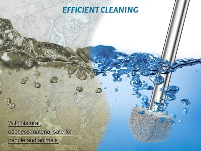 Pumice Stone Toilet Bowl Cleaner Toilet Deep Cleaning,Bathroom Cleaner Brush with Long Handle for Remove Hard Water Stains with Toilet Handle+ Pumice Stones-Ruum Studio Home