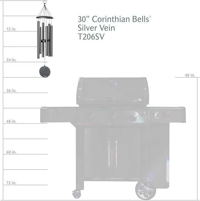 Corinthian Bells by Wind River - 30 inch Silver Vein Wind Chime for Patio, Backyard, Garden, and Outdoor Decor (Aluminum Chime) Made in The USA-Ruum Studio Home