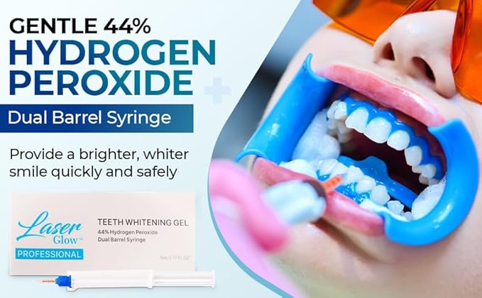 LaserGlow Professional Teeth Whitening Gel 44% Hydrogen Peroxide – Dual Barrel Syringe for Fast, Effective, and Whitening Results | Hydrogen Peroxide Gel, Teeth Whitener, Tooth Whitening Gel-Ruum Studio Home