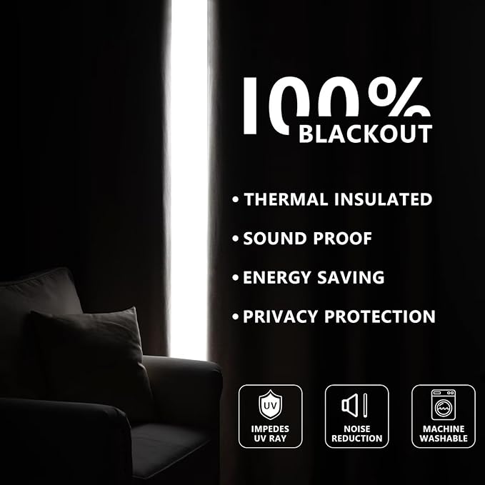 Linen Curtains 84 Inch Length 2 Panels Set, 100% Blackout Curtains Textured Thermal Insulated, Grommet Light Blocking Drapes for Living Room Bedroom Luxury Decor(52W × 84L inch, Linen)-Ruum Studio Home