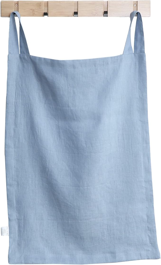 Amazhiyu 100% Linen Door Hanging Laundry Hamper Bag, 19x27 Inches, Steel Blue-Ruum Studio Home