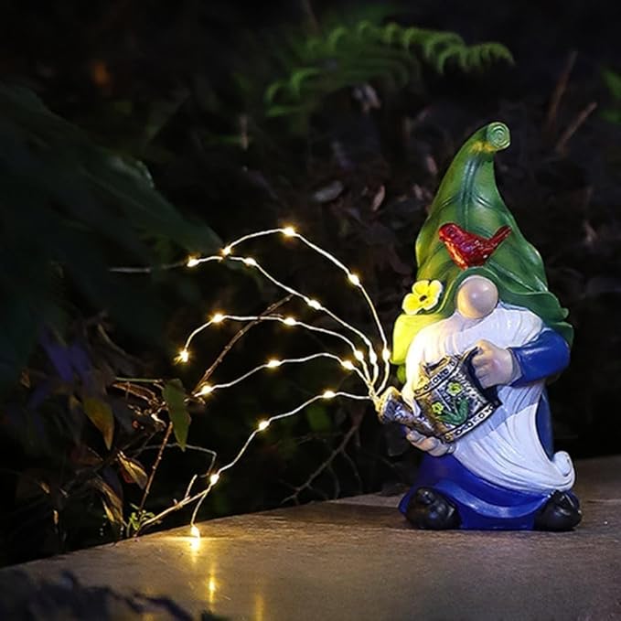 Garden Gnomes Outdoor with LED Solar Light - 11’’Spring Gnomes Decorations for Home/Yard/Patio with Lantern - Solar Garden Statues (Teapot gnome)-Ruum Studio Home