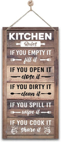 Hanging Kitchen Rules Wood Decor Sign, Rustic Kitchen Wooden Signs, Printed Wood Wall Art Sign, Kitchen Door Rules Rustic Sign, Hanging Wood Sign Kitchen Decor, Funny Farmhouse Kitchen Wall Décor-Ruum Studio Home