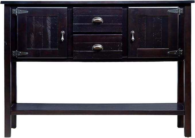 Solid Wood Farmhouse Console Table,Sofa Table with Storage Drawers and Shelves,Entryway Table for Entry Hallway Foyer Sofa Side Table,Fully Assembled(48" Espresso)-Ruum Studio Home