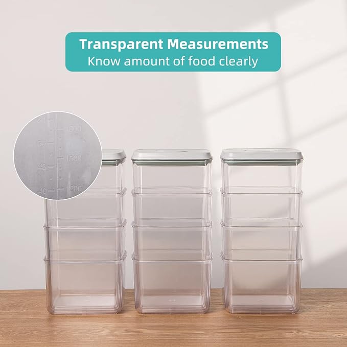 Ankou Food Storage Containers Pop Airtight Food Storage Containers with Lids for Kitchen Pantry Organizing Cereal Snack Flour Sugar Coffee Spaghetti Stackable - 8 Pcs (1.2, 2.0, 2.7, 3.3qt)*2-Ruum Studio Home