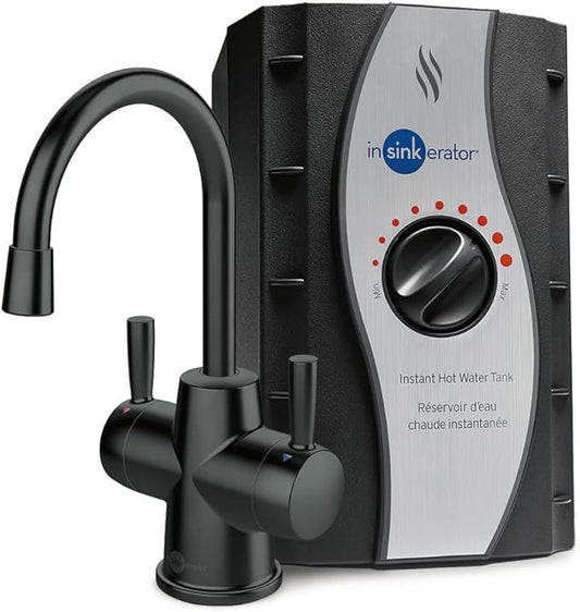 InSinkErator Stainless Steel Tank, HC250MBLK-SS HOT250 System, 2-Handle Drinking Faucet in Matte Black with 2/3-Gallon, Filter-Compatible Instant Hot/Cold Water Dispenser-Ruum Studio Home
