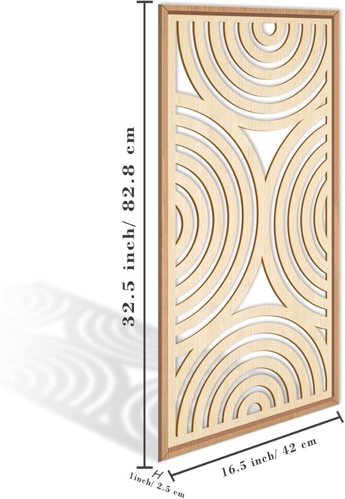 IARTTOP Large Boho Wood Wall Art Set of 3 Framed Wooden Mid-century Modern Wall Decor Minimalist Modern Abstract Geometric Decor for Living Room Bedroom Office-16x32 Inch-Ruum Studio Home