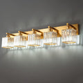 Modern 5-Light Gold Brushed Brass Finish Crystal Wall Light for Bathroom Vanity-Ruum Studio Home