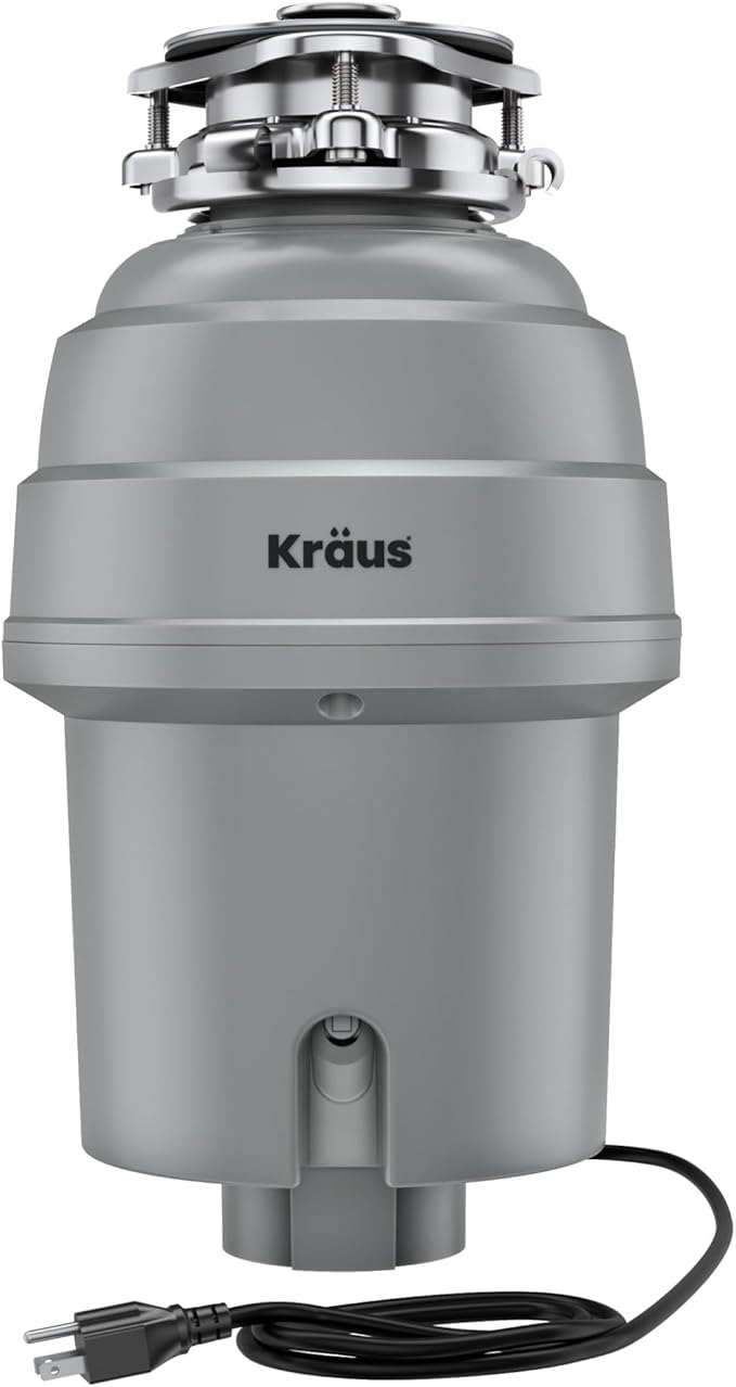 KRAUS WasteGuard High-Speed 1 HP Continuous Feed Ultra-Quiet Motor Garbage Disposal with Power Cord and Flange Included and Universal Mount, KWD200-100MGR-Ruum Studio Home