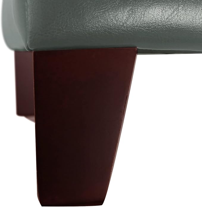 Adeco Bonded Leather Square Tufted Cubic Cube Footstool, 18" Height Storage Ottomans, with Lid, Cement Grey-Ruum Studio Home