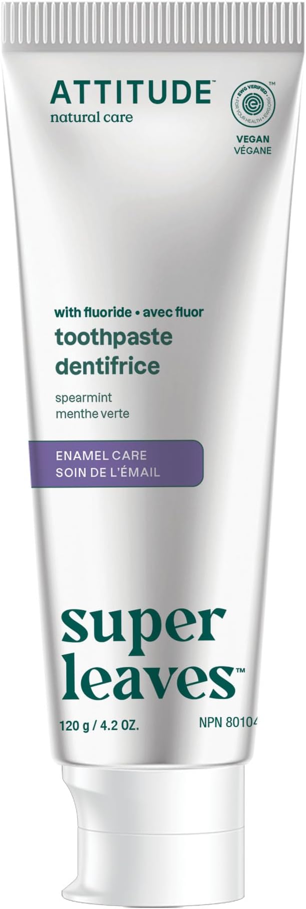 ATTITUDE Enamel Repair Toothpaste with Fluoride, Spearmint Flavor, Vegan & Cruelty-Free, Sugar-Free, Plant & Mineral-Based Ingredients, Clean Oral Care, 4.2 Oz-Ruum Studio Home