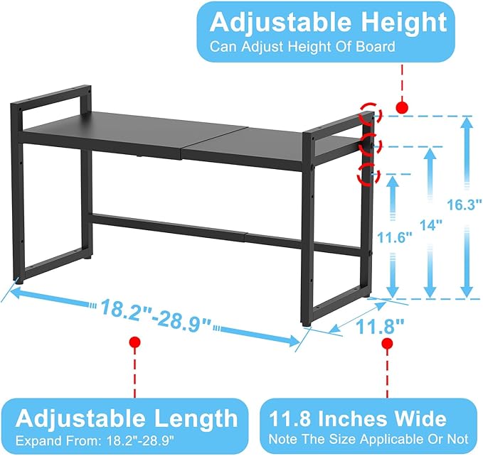Expandable Metal Storage Shelves,110LBS Heavy Duty Shelving Units and Storage For Small Appliance, Adjustable Metal Storage Shelf Rack For kitchen Cabinet Closet Pantry Warehouse Garage,Patent Pending-Ruum Studio Home