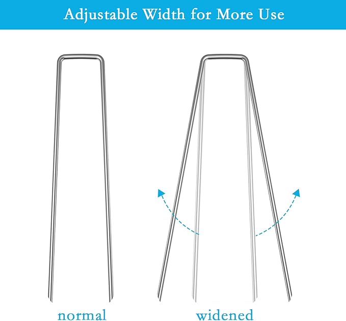 RAOOKIF 12 Inch Galvanized Garden Landscape Staples, 20/50/100/200Pcs Garden Metal Stakes, 11 Gauge Heavy Duty Ground Stakes for Decoration, Fence and Lawn Use, Fabric Pins (50, 12 Inch)-Ruum Studio Home