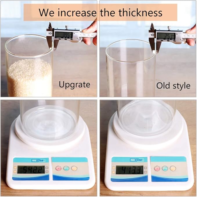 Glass Rice Storage Containers, 60 FL OZ (1800ml) Kitchen Food Jars with Airtight Lid, Stackable Clear Pantry Canister for Coffee Bean, Pet Treat, Flour, Loose Tea and More-Ruum Studio Home