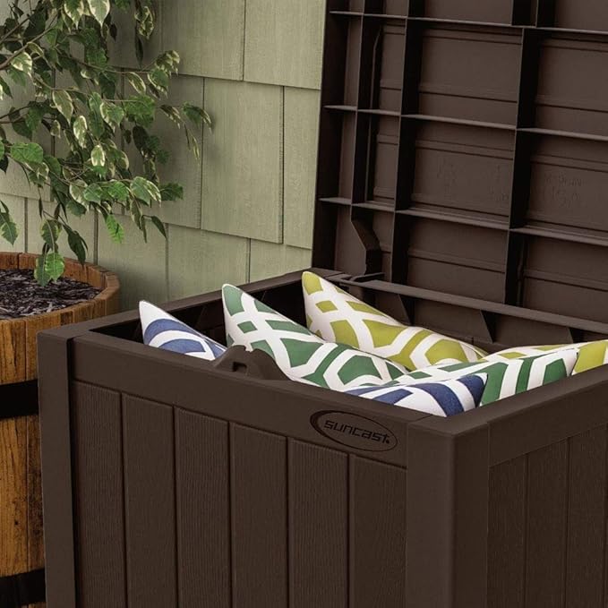 Suncast 17 x 22 Inch Resin 22-Gallon Patio Storage Deck Box, Java Brown (2 Pack)-Ruum Studio Home
