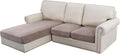 H.VERSAILTEX Velvet Stretch Sectional Sofa Covers - 3 Pieces, L-Shaped Chaise, Taupe Striped-Ruum Studio Home