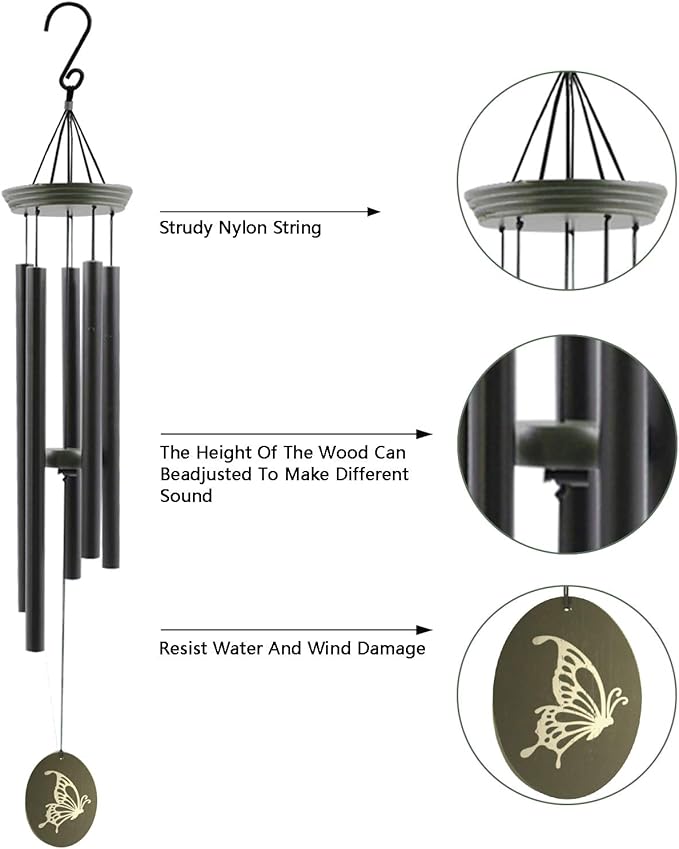 Wind Chimes for Outside, WindChimes Outdoor Tuned Soothing Melody, Wind Chimes Gifts for Mom, Wind Chime Outdoor Decoration, Patio, Garden, Yard. Butterfly Wind-Chime-Ruum Studio Home