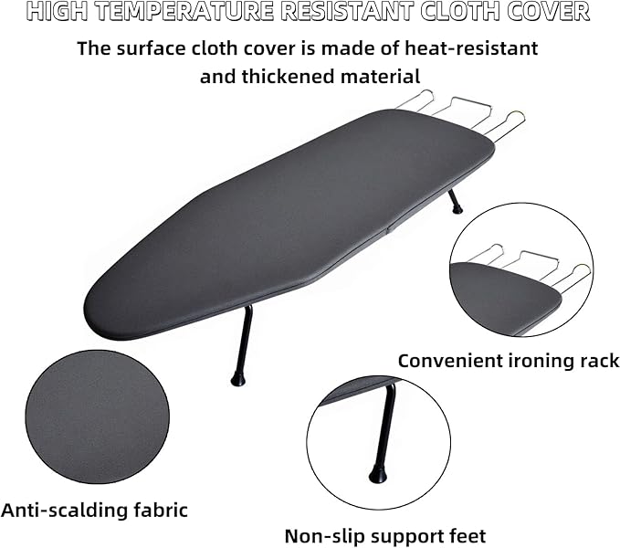 Compact Foldable Tabletop Ironing Board - with Iron Rest and Heat Resistant Cover, Portable Non-Slip Mini Iron Board for Home and Travel-Ruum Studio Home