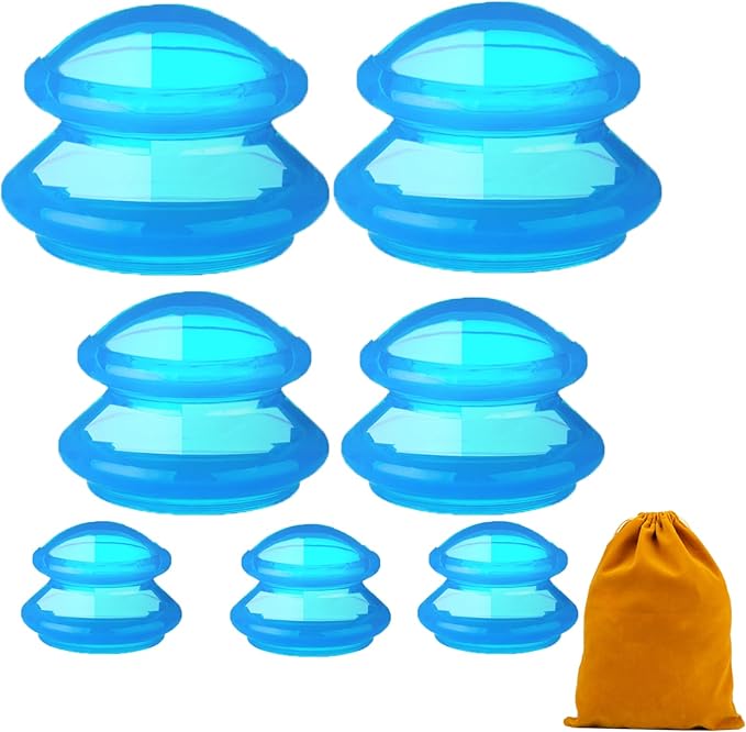 7Pcs Cupping Therapy Set-Professional Silicone Cupping, Suitable for Facial Body Massage/Deep Myofascial Release/Pain Relief/Muscle Relaxation & More (Blue,7pcs)-Ruum Studio Home