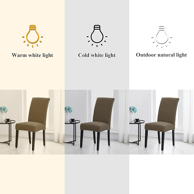 Joccun Chair Covers for Dining Room Set of 6,Dining Chair Slipcovers Stretch Dining Room Chair Covers Seat Protector,Washable Parsons Chair Cover for Home,Hotel,Banquet(Fossil,6 Pack)-Ruum Studio Home