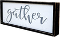 Gather Sign for Home Decor in Grey - Farmhouse Kitchen Dining Room Wall Decor - Rustic Wall Decoration Solid Wood Thick Black Frame 12x5 Inches-Ruum Studio Home