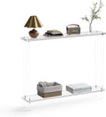 Acrylic Console Table, 2 Tier Acrylic Narrow Console Tables for Entryway,CHICUN, Square Legs, Skinny Console Table for Foyer, Sofa, Living Room,Clear-Ruum Studio Home