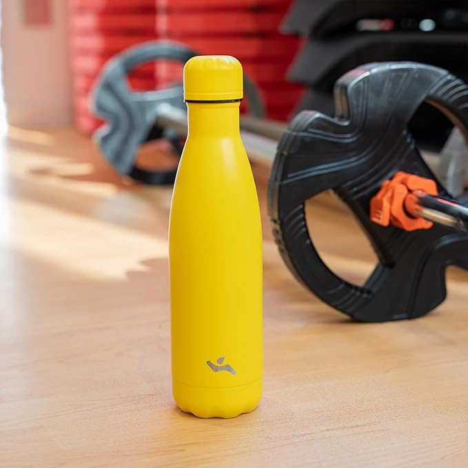 Insulated Water Bottles,12 oz Double Wall Stainless Steel Vacumm Metal Flask for Sports Travel,Yellow-Ruum Studio Home