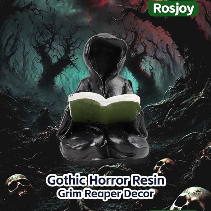 Halloween Fun Miniature Grim Reaper Figurine,Gothic Horror Resin Grim Reaper Decor,for Bookshelf Decor,Desk Trinkets,Collectible,Party Gifts-Ruum Studio Home