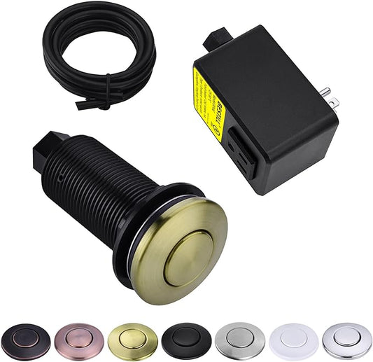 BESTILL Garbage Disposal Air Switch Kit - UL Listed, Cordless Sink Top Switch Button for Waste Disposer, 3.6" Long Push Button with Brass Cover, Brushed Gold, Compatible with all Garbage Disposals-Ruum Studio Home