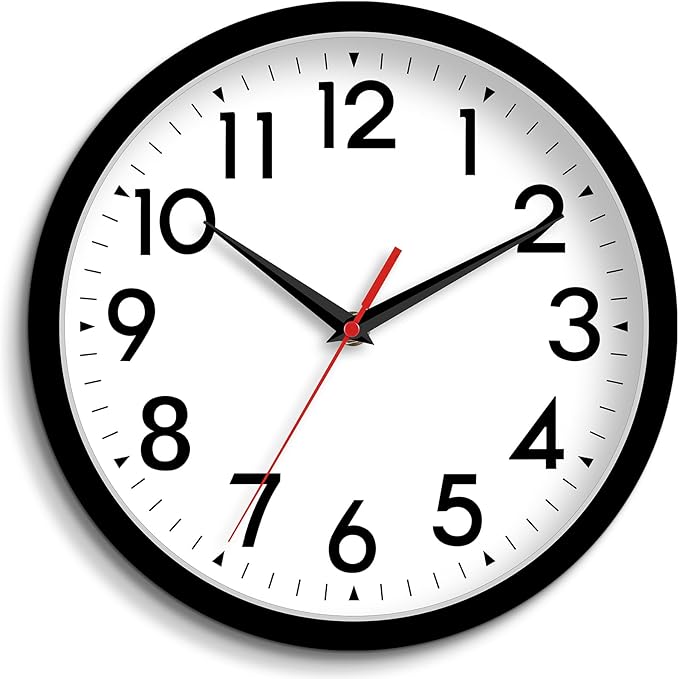 Wall Clock Analog 10 Inch Silent Non Ticking Battery Operated Modern Decorative for Living Room Kitchen Office Bedroom Bathroom(Black)-Ruum Studio Home