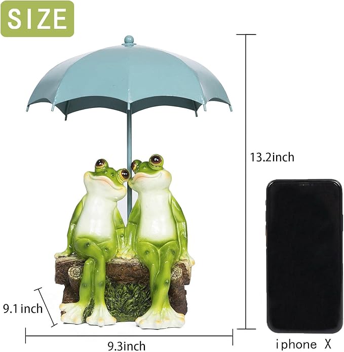 Frog Statue Garden - Resin Happy Couple Frogs on Bench Figurines - Summer Decorations for Patio, Yard, Lawn, Porch - Cute Garden Frog Decor - Ornament Gift-Ruum Studio Home