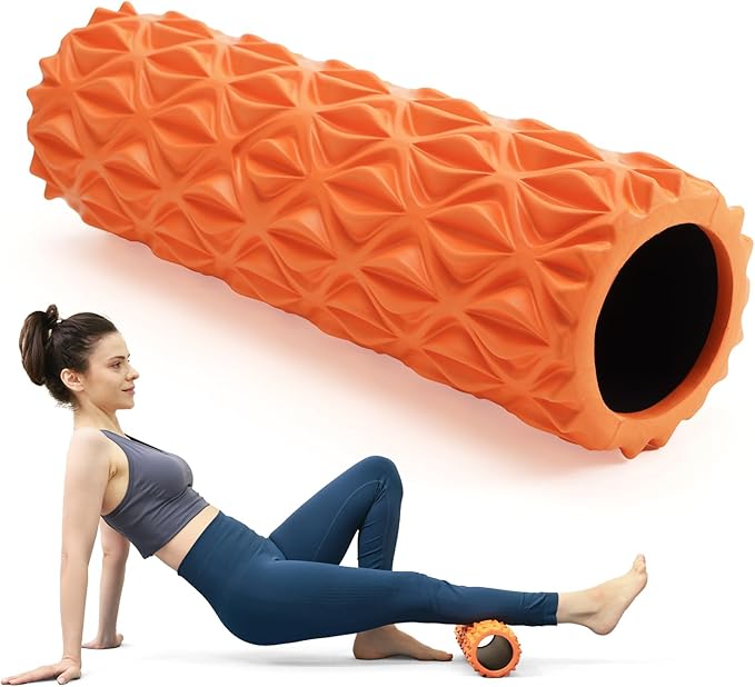 Foam Roller - 15 inch Deep Tissue Massager for Muscle Massage, Myofascial Trigger Point Release, Exercise, Yoga, Pilates & Stretching(Orange)-Ruum Studio Home
