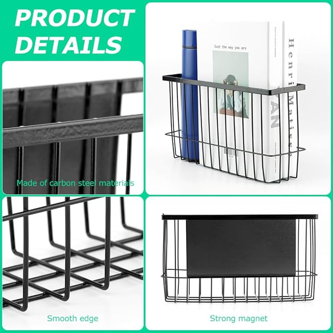 Magnetic Storage Basket Organizer for Fridge & Kitchen, 11lb Capacity Essentials Holder, No Tools Needed, Adjustable & Removable Spice Rack for Plastic Wrap, Foil, & More-Ruum Studio Home