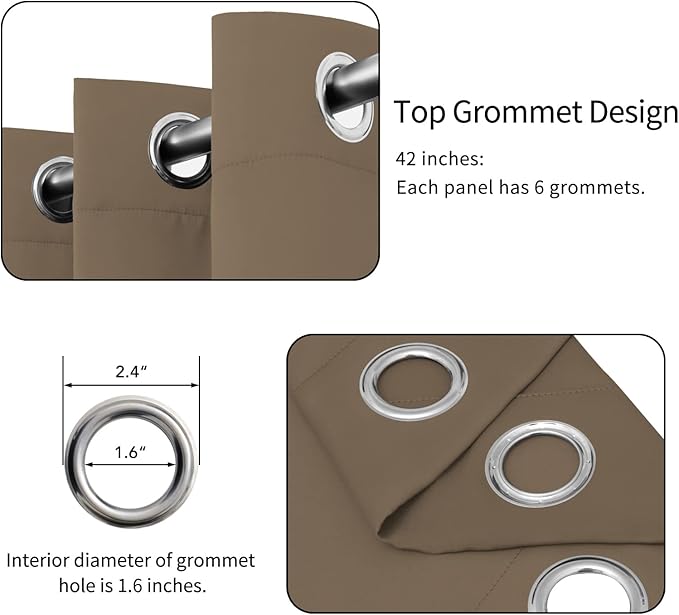 Easy-Going Blackout Curtains for Bedroom, Solid Thermal Insulated Grommet and Noise Reduction Window Drapes, Room Darkening Curtains for Living Room, 2 Panels (42x45 in, Camel)-Ruum Studio Home